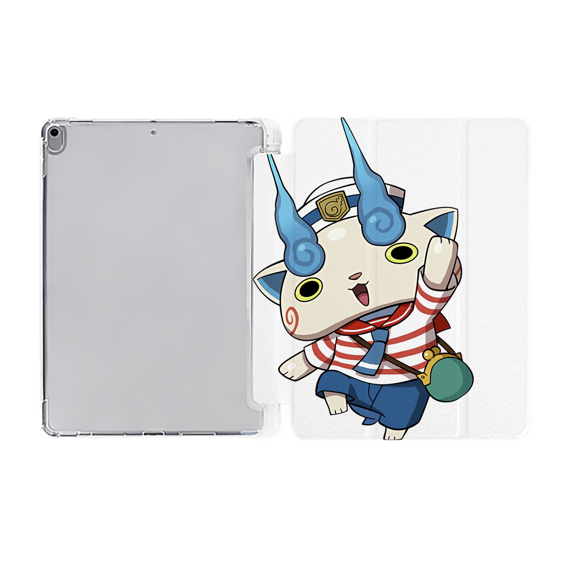 （画像用） 妖怪ウォッチ Yo-kai Watch IPad ケース ペン収納付き 三つ折りスタンド PUレザー×シリコン 対応機種9.5/10.5/10.9インチ